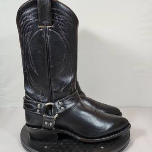 FRYE Billy Harness Ring Bike Boots Women's Size 8 B Black Leather